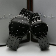 Alexandre Christie AC8616 Original Jam Tangan Couple Black List Putih