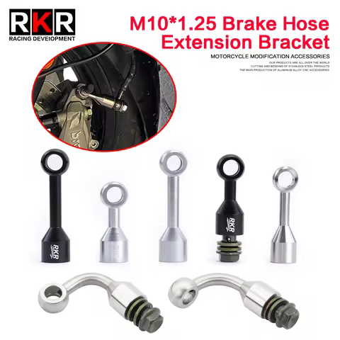 Universal Motorcycle 7075 CNC Aluminum 304 Stainless Steel Brake Fluid Hose Extension Bracket M10x1.