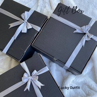 Box Hitam Elegan Series Gift Kotak Hadiah Bungkus Kado Ulang Tahun Ultah Wisuda Kardus Packaging Pac