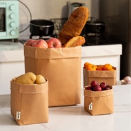 1 Pcs Washable Paper Bags,4 Sizes, Reusable Kraft Paper Bag for Food Storage and Home Organizing Heavy-Duty Paper Bag Flower Pot