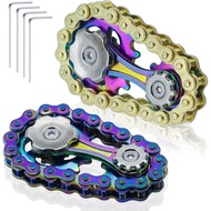 2 PACK Metal Bike Chain Fidget Spinners Toys for Adults & Teens & Kids - Cool Gadgets Office Desk To