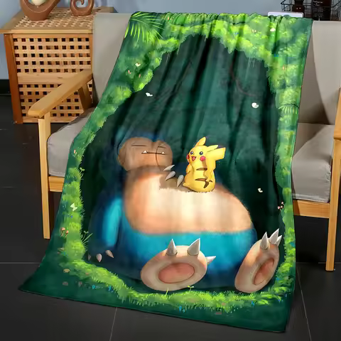Pokemon Cute Snorlax Pink Printed Soft Fluffy Throw Blanket Air Condition Sleeping Cover Bedding Thr