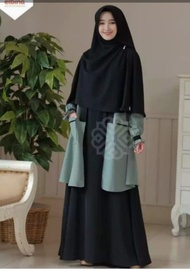 Elbina gamis set,(size s,m,l,xl,) gamis plus auter,no hijab
