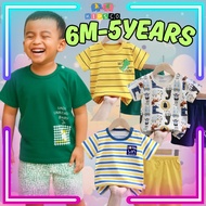 Baju Budak Bayi Set ShortSleeve Clothes Cartoon Tee Baju Kanak Boys Girls Cute Clothing Summer Wear 