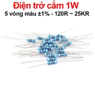 (50 pieces) Plug-in resistor 1W 5 color rings ±1% - value 120R to 25KR