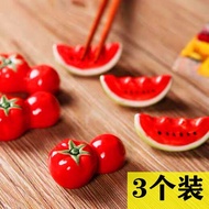 , (Pack Of Three) Ceramic Fruit Chopstick Rest/Creative Chopstick Rest/Watermelon Tomato Spoon, Fork And Chopstick Rest