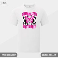 Animalized Men's T-Shirt Butterfly Bold Flutter In Psyceedelic Stripes