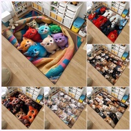 3D Cute Cartoon Cat Pattern Floor Mat Anti-Slip Rug Soft Carpet Bedside Mat For Girls Bedroom Dorm R