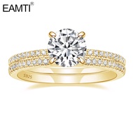 EAMTI 1.25CT Gold wedding bands 925 Sterling Silver Bridal Ring Sets Round CZ Engagement Rings promi