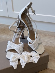 【極新淨】Charles & Keith (小CK) Collection 婚禮系列蕾絲蝴蝶結高跟涼鞋（35碼／白色／連原裝盒／金鐘中環面交）