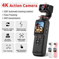 4K Action Camera 64MP Pocket Digital Camera Vlog  gimbal camera 330° Face Tracking Gimbal Stabilizer
