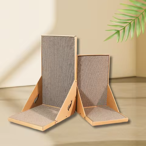 Cardboard Scratching Post for Indoor Cats, 26.8 Inch L-Shaped Vertical Scratching Post with Catnip, 