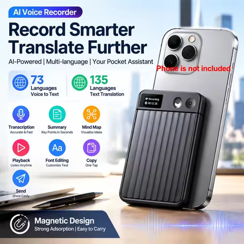 New AI Recording Card Smart Multilingual Voice Recorder Voice‑to‑Text Translator Wi‑Fi Transfer Pock