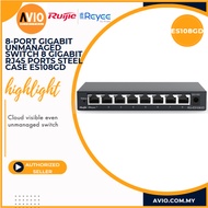 Ruijie 8 Port Gigabit Unmanaged Computer Desktop Switch 8 RJ45 LAN Ethernet Port Steel Cloud ES108GD