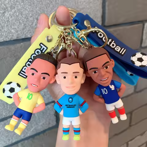 Cartoon Keychains Of Football Stars Kylian Mbappé Neymar Stylish Key Chains Dolls Jersey-inspired Ba