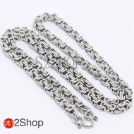 s2shop สร้อยคอสแตนเลสแท้ สร้อยคอพระ ลายสายนาฬิกา ห้อยพระได้ 1 องค์ ความกว้าง 5 มม.ความยาว 16 18 20 2