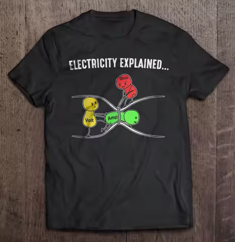 Men Funny T Shirt Fashion tshirt Electricity Explained - Ohm's Law Version2 fashion t-shirt men cott