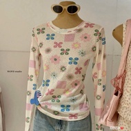 WGWE• Super cute long-sleeved paper t-shirt with floral pattern 10695 wgwe, QC product, size SM