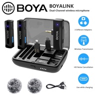 BOYA Boyalink Dual Mic 100m Wireless Microphone Vlog Audio Sound Recorder for Phone Tablet Pad Tab / Computer / Camera
