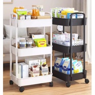 3 Tier Multi Storey Mobile Storage Rack Trolley Kitchen Bathroom Snacks Storage Rack with Wheels Org