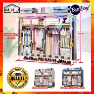MHJ 7F (170cm  x 45cm x 172cm) DIY Almari Baju Wardrobe Solid Wood / Rak Baju Kayu Clothes Storage Rack Ready Stock