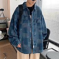 Áo sơ mi khoác ngoài form rộng unisex - Áo sơ mi sọc xanh dương số 29