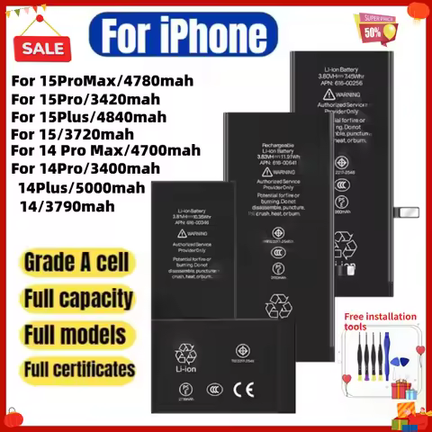 for IPhone 15Promax 15Plu 14Promax Plu Mobile Phone Battery No Pop-up Interruptions Health 100% Repl
