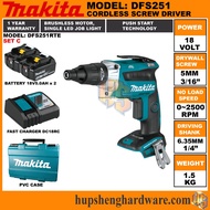 Makita DFS251 Cordless Hex Socket Screwdriver 18V Li-Ion Battery Brushless Motor 2500rpm DFS251Z DFS