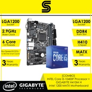 [COMBO] INTEL Core i5-10400F Processor + GIGABYTE H410M H Intel 1200 MATX Motherboard