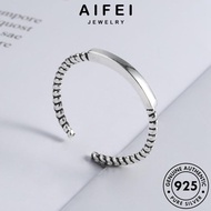 AIFEI JEWELRY Perak Twist Retro Korean Original For Silver Ring Sterling Adjustable Accessories 純銀戒指 Cincin Women Perempuan 925 R1499