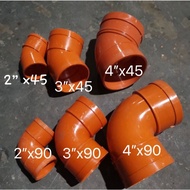 pvc orange sanitary elbow 2"3"4" 90°& 45 °
