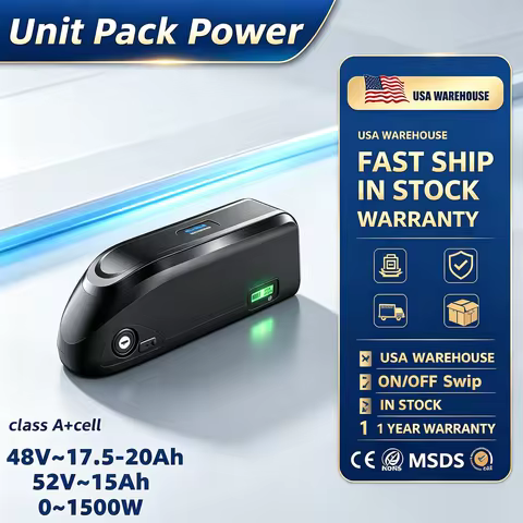 Shark Shell E‑Bike Lithium‑Ion Battery Pack 48V 52V 15‑20.8Ah,Impact‑Resistant Dust‑Tight with 40A 5