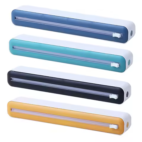 Waterproof Saran Wrap Dispenser with Slide Cutter Food Cling Film Wrap Dispenser Reusable Dispenser 