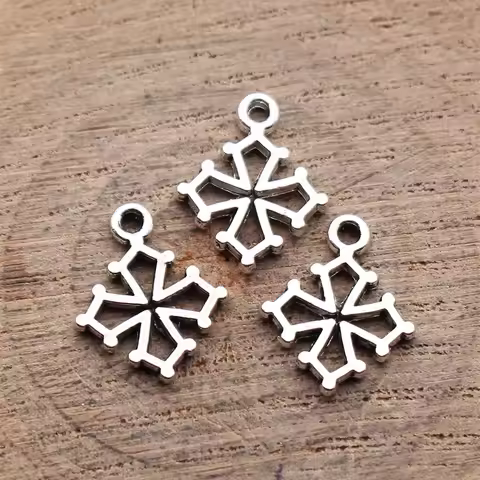 80pcs 15x12mm(0.59x0.47inch) Antique Silver Color Hollow Cross Charms Hand Crafts Accessories