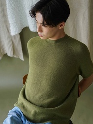 knitCircle - JOHN Knit T-Shirt (4 สี) Men's collection เสื้อยืดไหมพรมแขนสั้น ทรงพอดีตัว ลายทอริบแนวต