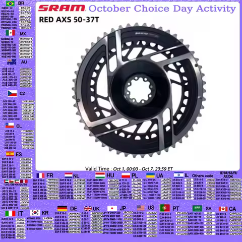 SRAM RED AXS 50-37T Chainring 8Bolt Direct Mount 2x12Speed 8 Holes Black Round Chainring Double Orig