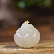 秒殺價 天然和田玉18K藕粉佛吊墜 雕工精緻