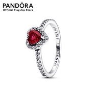 Pandora Silver Heart sterling silver ring with cherries jubilee red crystal and clear cubic zirconia เครื่องประดับ แหวน แหวนเงิน สีเงิน แหวนสีเงิน แหวนหัวใจ แหวนแพนดอร่า แพนดอร่า