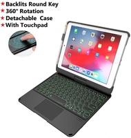 COCOQAC Keyboard for iPad 9.7 2017/2018 (5th/6th Gen)/ iPad Pro 9.7/iPad Air 2 &amp; 1/ Ipad 10.2 (7th / 8th /9th Gen)/ Ipad Air3 10.5 2019 (3rd Gen) / Ipad Pro 10.5-Swallows Home Touchpad Keyboad 360 Rotatable-Detachbale, Backlits 7 Colors with Pen holder (N