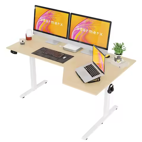 L Shaped Electric Standing Desk – Height Adjustable 59 x 35 Inch Ergonomic Perch Stand Workstation –