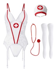 XSPICE Naughty Nurse Lingerie Costume Doctor Uniform Cosplay Outfit for Women with Stethoscope