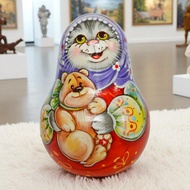 15CM HIGH WOODEN RUSSIAN FLIP DOLL, EXTREMELY BEAUTIFUL AND CUTE BELL WHEN SHAKING RUSSIAN DOLL