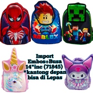 JOYCELSHOP - BACKPACK 3D EMBOSED PUSH TROLLEY/ 14INC THICK FOAM 16INC (71845) (71816)