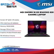 MSI Sword 16 HX B14VGKG 620 Gaming Laptop - 16" QHD+ IPS 240Hz/I9-14900HX/16GB DDR5/1TB SSD/RTX4070/