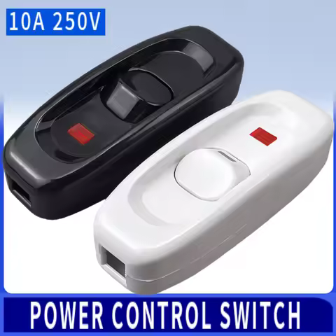 GW320 10A 250V In-Line On/Off Cord Switch rocker switch with Indicator light Bedside Switch with Lig