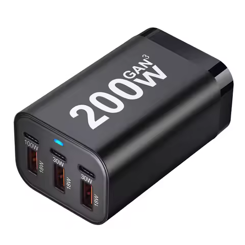 200W 6Ports GaN Quick Charger 4.0 3.0 Type C PD USB Charger Portable QC4.0 3.0 Fast Charger For Sams