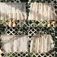 White Curtain Short Tiers Half Curtains Lace Half Window Sheer Curtains Rod Pocket for Kitchen Bathroom