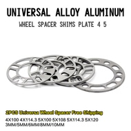 2Pieces Universal Alloy Aluminum 3mm 5mm Wheel Spacer Shims Plate 4 5 STUD For 4x98 4x100 4x108 4x11