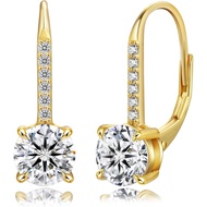 KRKC Moissanite Earrings, 1.0ct-2.0ct D Color Lab Created Diamond Earring, 14k White Gold Plated Ste