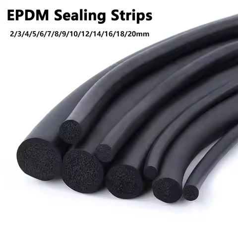 2/5m EPDM Sealling Strip Foamed Rubber 2/3/4/5/6/7/8/9/10/12/14/16/18/20mm Sound Proofing Dustproof 
